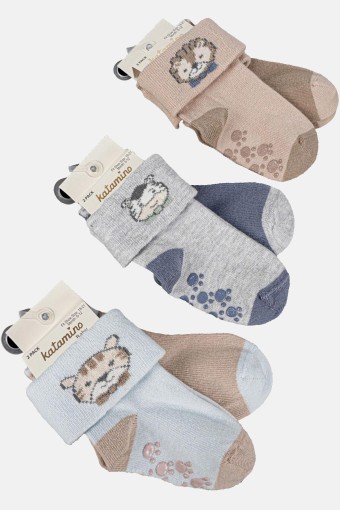 ARTI - Katamino Erkek Bebek Harper 2'li Abs'li Soket Çorap (1)