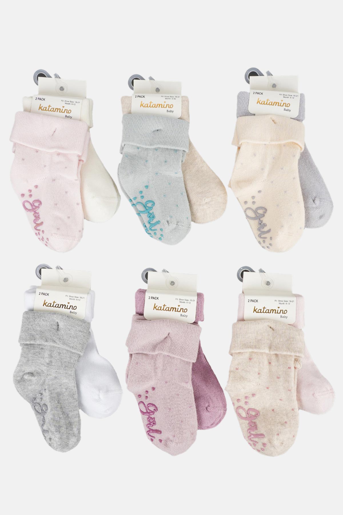 Katamino Kız Bebek Metilla 2'li Abs'li Soket Çorap - Thumbnail