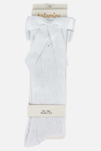 ARTI - Katamino Kız Çocuk Alsita Aksesuarlı Fileli Dizaltı Çorap (1)