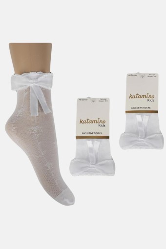 ARTI - Katamino Urla Aks. İnce Soket Çorap - Beyaz - 11-12