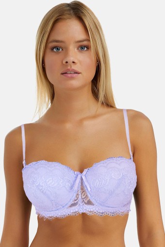 CLARA - Ked Kadın Destekli Straplez Sütyen Dantelli - Lila