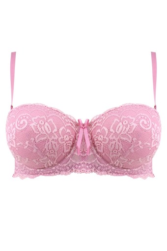 CLARA - Ked Kadın Destekli Straplez Sütyen Dantelli - Pembe