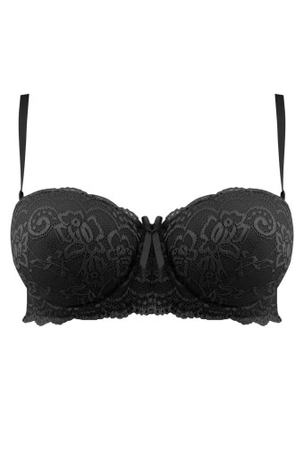 CLARA - Ked Kadın Destekli Straplez Sütyen Dantelli - Siyah