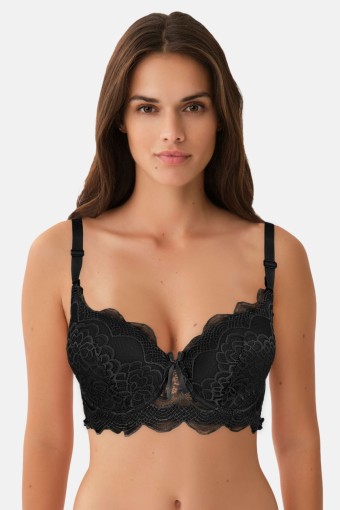 KED - Ked Kadın Desteksiz Sütyen Dantelli C Kap - Siyah