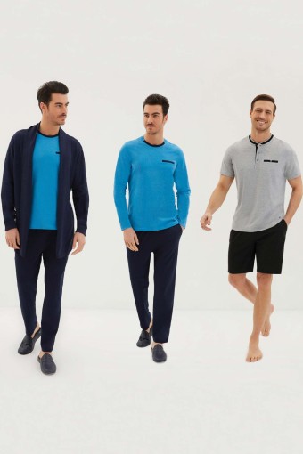 KİĞILI - Kiğılı Erkek 5'li Roblu Triko Pijama Takımı