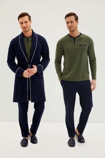 KİĞILI - Kiğılı Erkek Pijama Takımı 3 Düğmeli 3'lü Rob Takım Penye