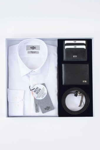 KİĞILI - Kiğılı Erkek Kemer (130 Cm) Cüzdan Kartlık Gömlek Set