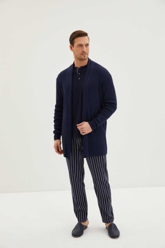 KİĞILI - Kiğılı Erkek Pijama Takımı 3 Düğmeli Pijaması Çizgili 3'lü Rob Takım Penye (1)