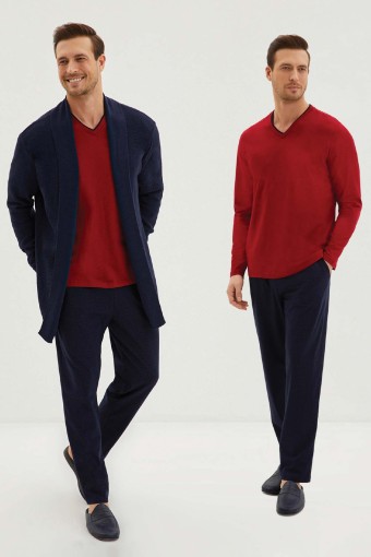 KİĞILI - Kiğılı Erkek Roblu Triko Pijama Takımı