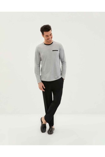 KİĞILI - Kiğılı Erkek Yarım Bisiklet Yaka Uzun Kollu Pijama Takımı