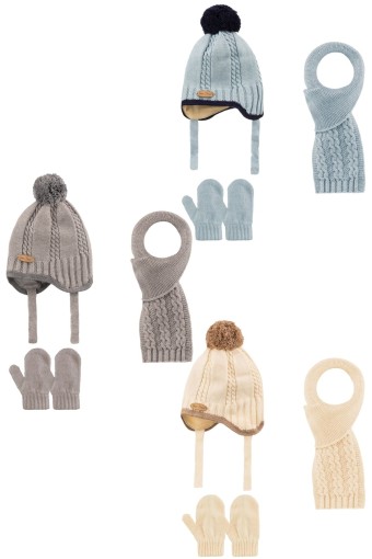 KİTTİ - Kitti Erkek Bebek Atkı Bere Eldiven Takımı Tek Ponponlu