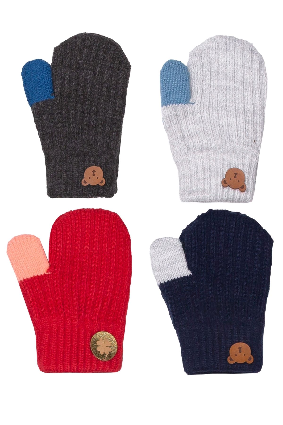 Kitti Erkek Bebek Örme Eldiven 1-3 Yaş Ayıcık Aksesuarlı - Thumbnail