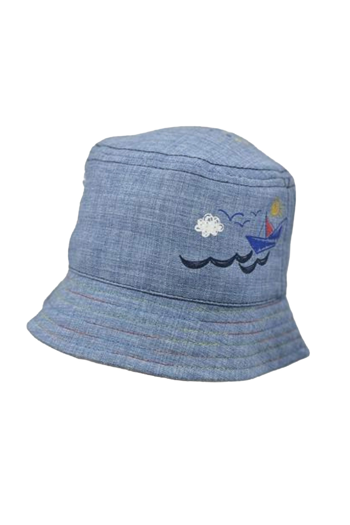 Kitti Erkek Bebek Şapka Fötr 0-18 Ay Gemi Baskılı - Thumbnail