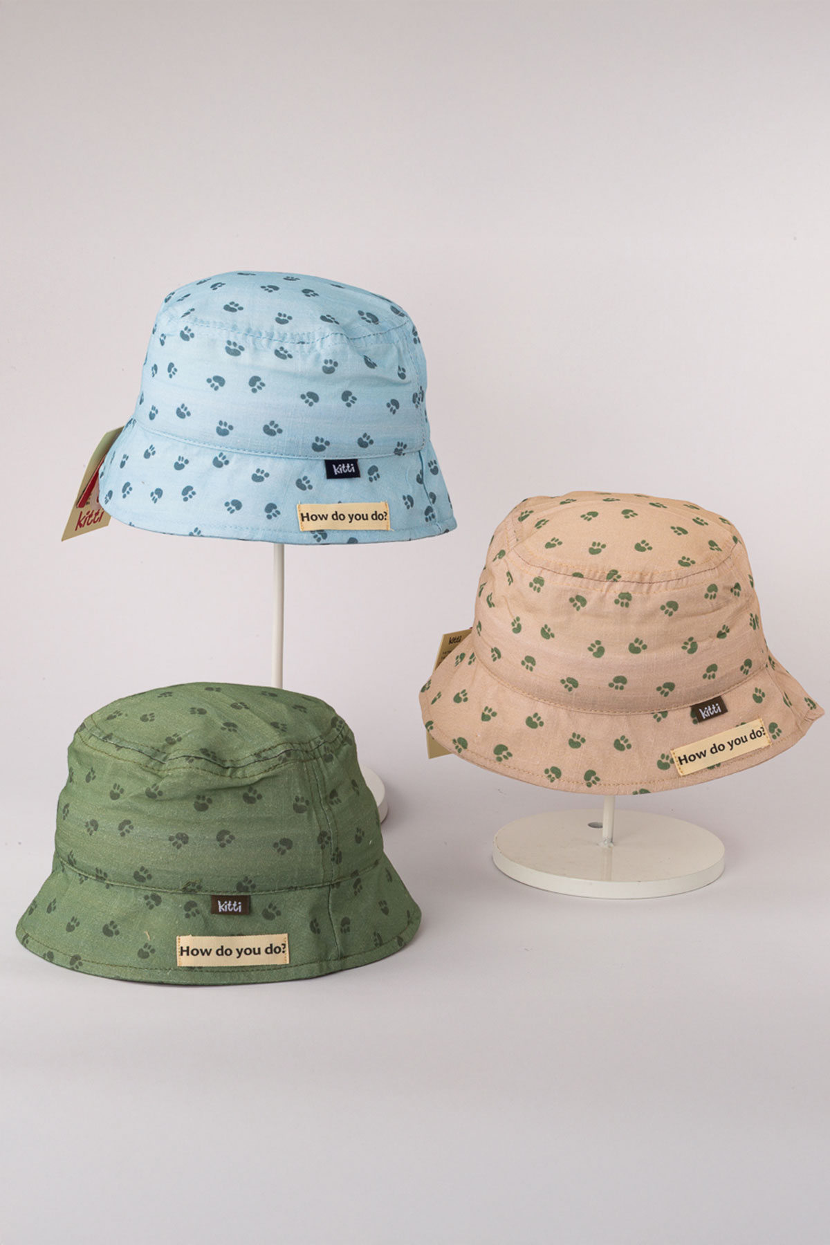 Kitti Erkek Bebek Şapka Fötr 1-4 Yaş Pati Desenli - Thumbnail