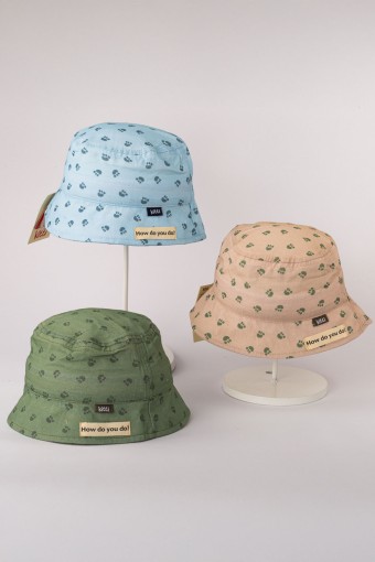 KİTTİ - Kitti Erkek Bebek Şapka Fötr 1-4 Yaş Pati Desenli (1)