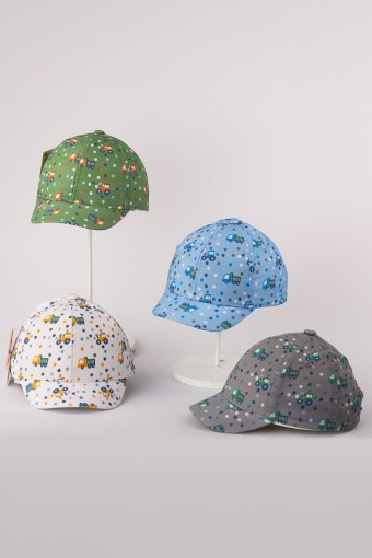 KİTTİ - Kitti Erkek Bebek Şapka Kep 1-4 Yaş Kamyon Desenli