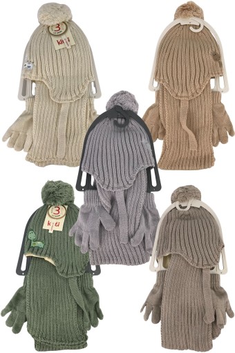 KİTTİ - Kitti Erkek Çocuk Atkı Bere Eldiven Takım Tek Ponponlu