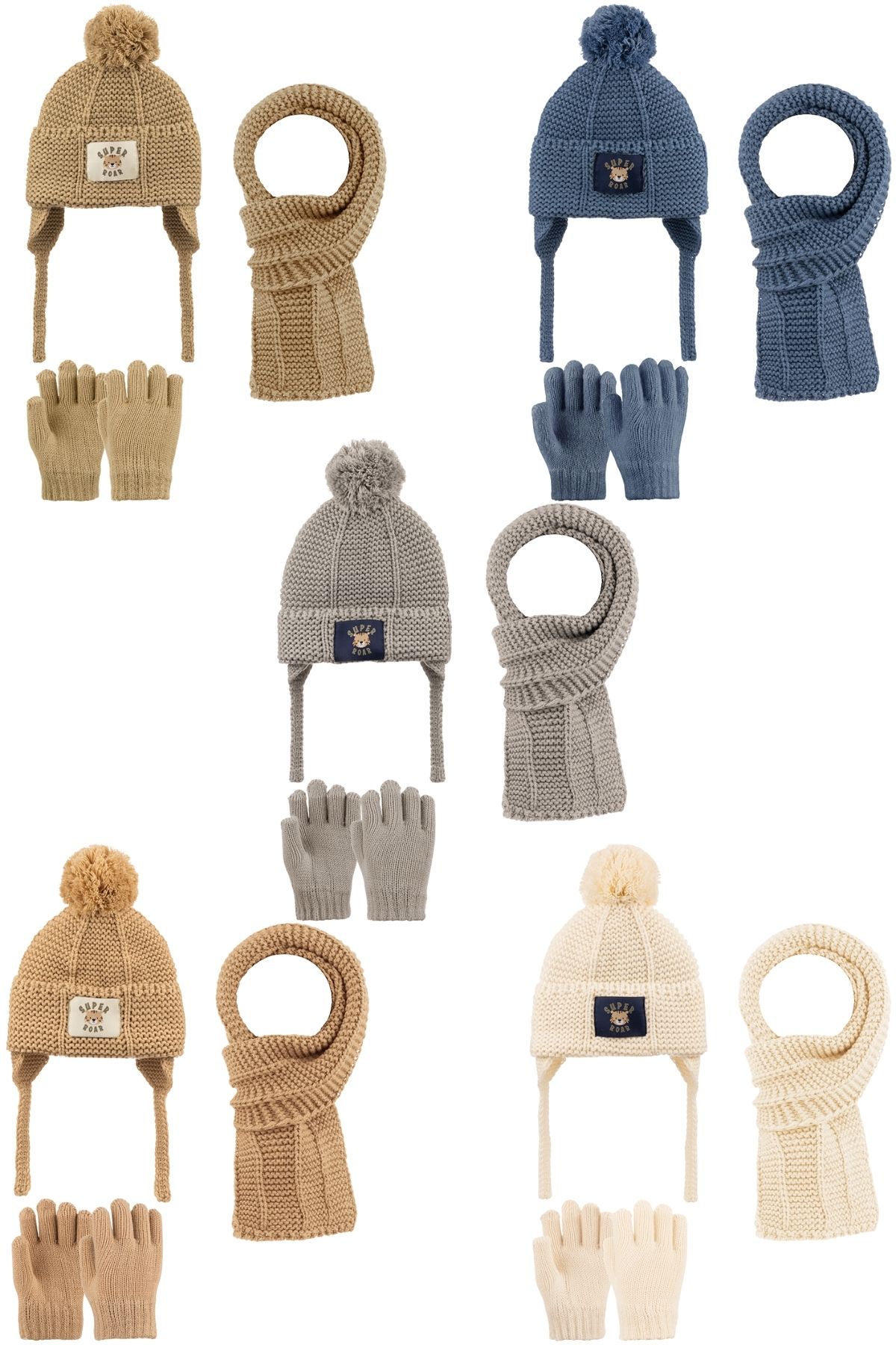 Kitti Erkek Çocuk Atkı Bere Eldiven Takımı - Thumbnail