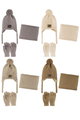 KİTTİ - Kitti Erkek Çocuk Boyunluk Bere Eldiven Takımı Tek Ponponlu