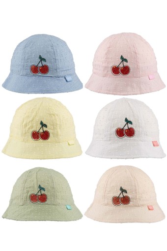 KİTTİ - Kitti Kız Bebek 0-18 Aylık Maksi Şapka Kiraz Baskılı