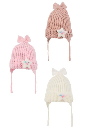 KİTTİ - Kitti Kız Bebek Kulaklı Bere Fiyonklu 1-4 Yaş (1)