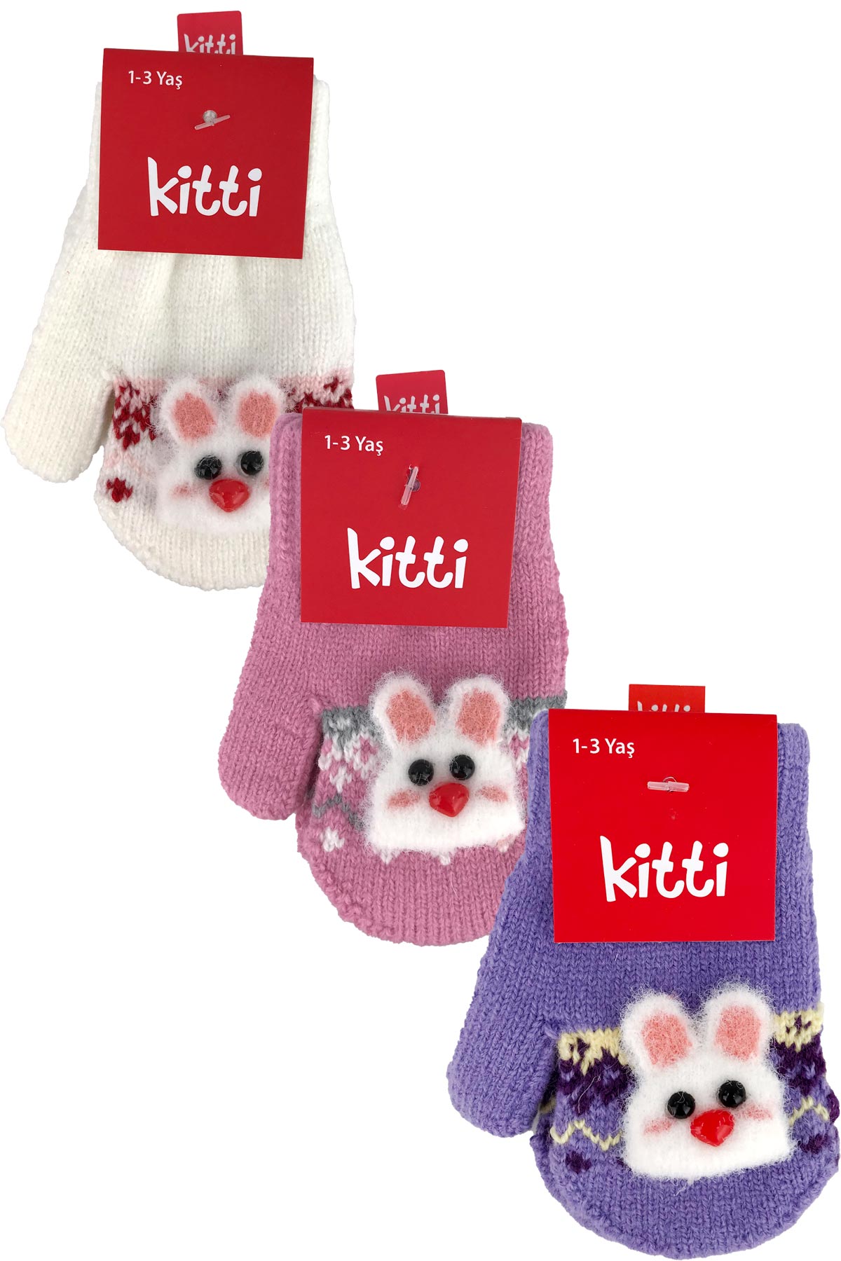 Kitti Kız Bebek Örme Eldiven 1-3 Yaş - Thumbnail