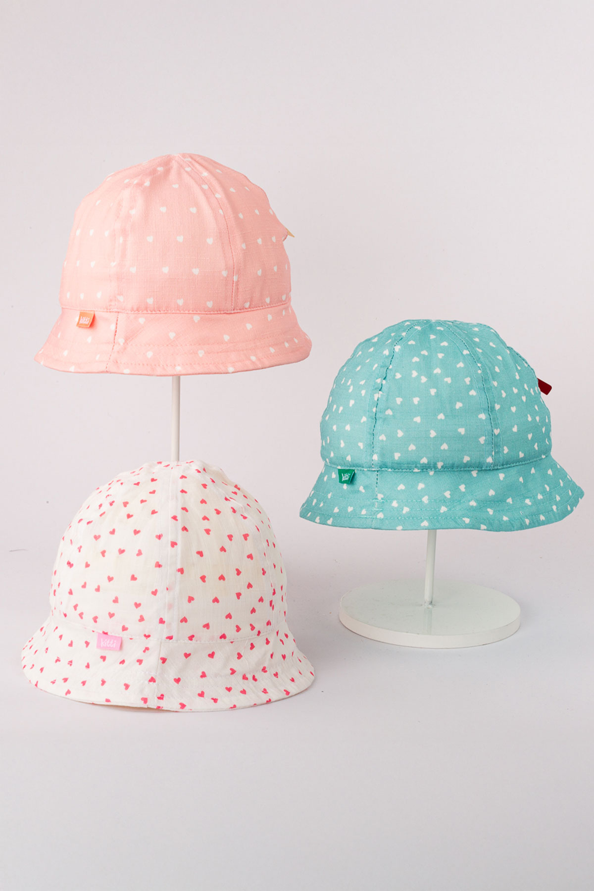 Kitti Kız Bebek Şapka Fötr 0-18 Ay Kalp Baskılı - Thumbnail