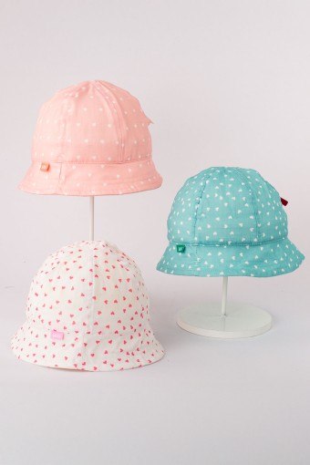 KİTTİ - Kitti Kız Bebek Şapka Fötr 0-18 Ay Kalp Baskılı (1)