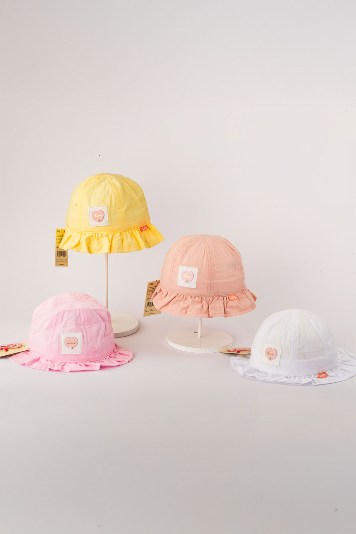 Kitti Kız Bebek Şapka Fötr 1-4 Yaş Kalpli - Thumbnail