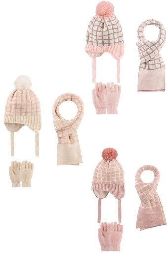 KİTTİ - Kitti Kız Çocuk Atkı Bere Eldiven Takımı Tek Ponponlu