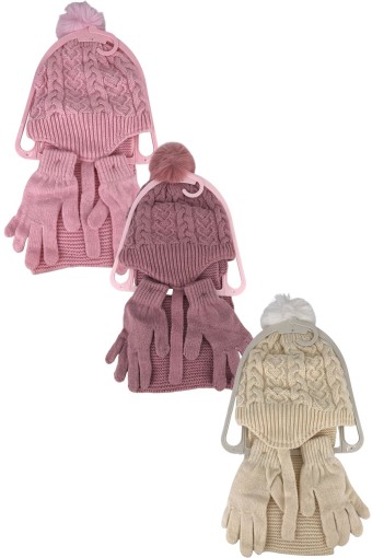 KİTTİ - Kitti Kız Çocuk Atkı Bere Eldiven Takımı Tek Ponponlu