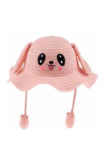 KİTTİ - Kitti Kız Çocuk Hasır Şapka Kulaklı 4-8 Yaş