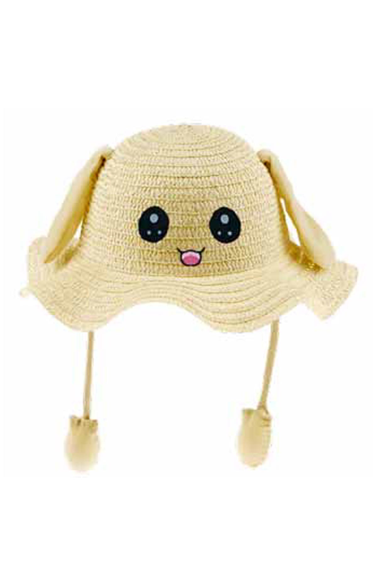 Kitti Kız Çocuk Hasır Şapka Kulaklı 4-8 Yaş - Thumbnail