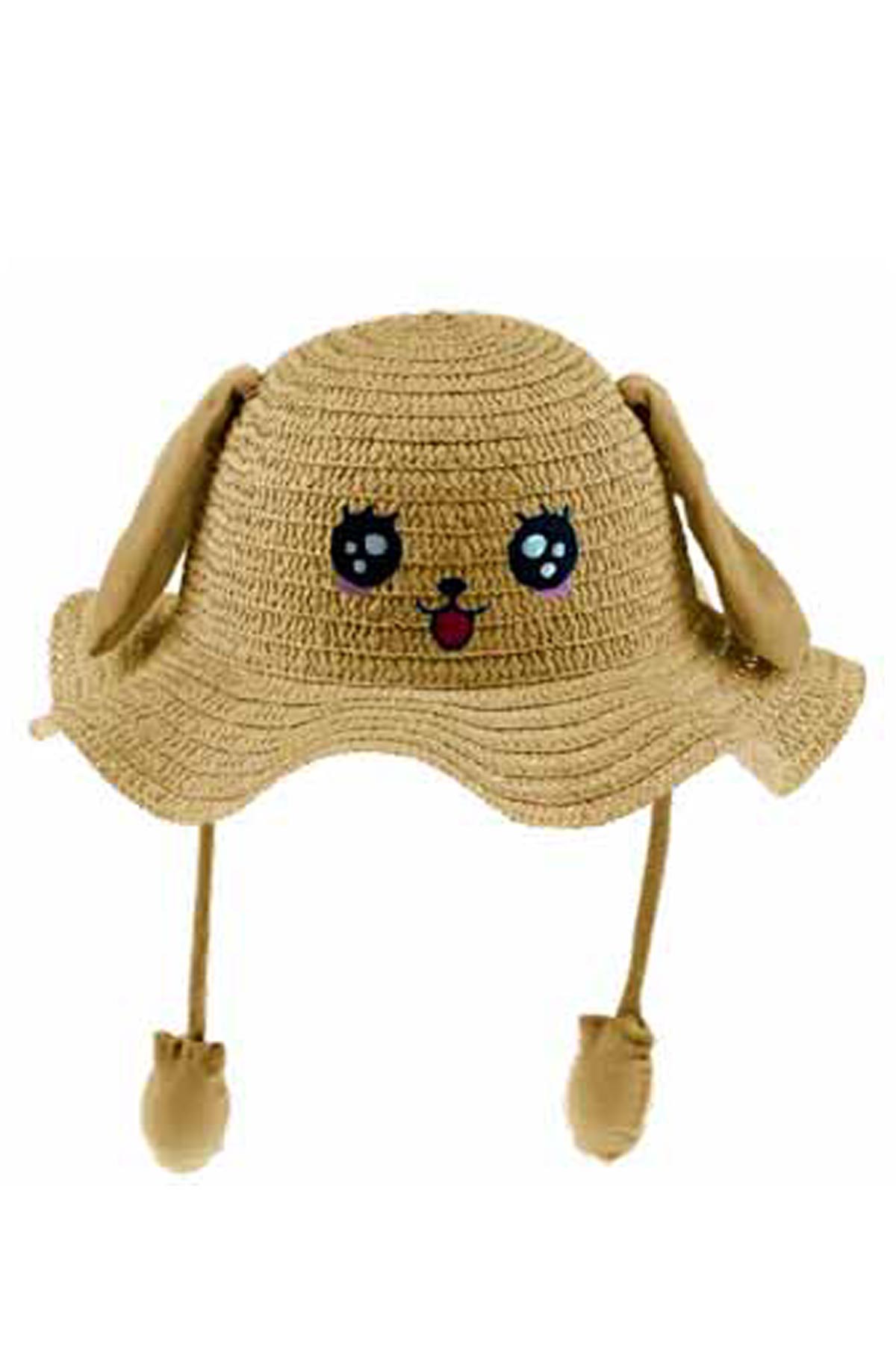 Kitti Kız Çocuk Hasır Şapka Kulaklı 4-8 Yaş - Thumbnail