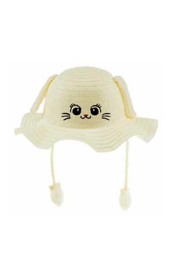 KİTTİ - Kitti Kız Çocuk Hasır Şapka Kulaklı 4-8 Yaş
