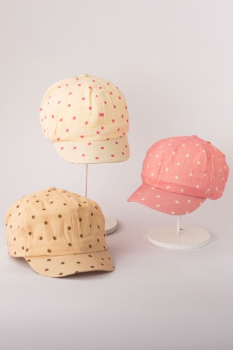 KİTTİ - Kitti Kız Çocuk Şapka Puantiyeli Kasket