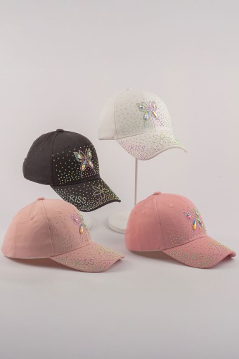 KİTTİ - Kitti Kız Çocuk Şapka Taşlı Kep