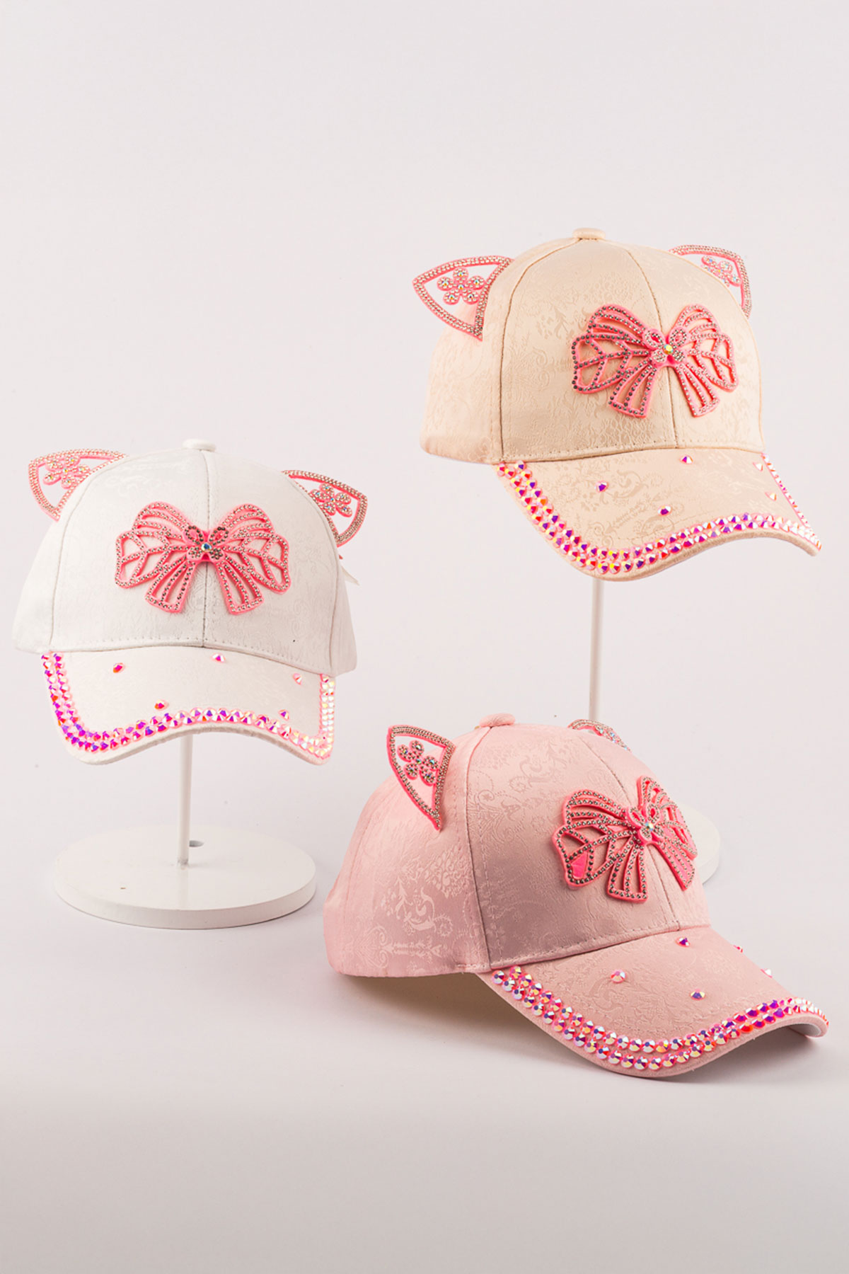 Kitti Kız Çocuk Şapka Taşlı Kep Kulaklı - Thumbnail