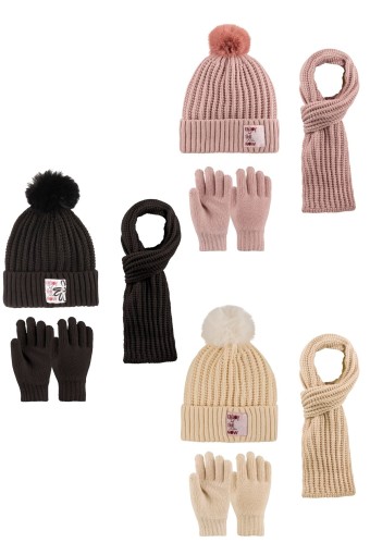 KİTTİ - Kitti Kız Garson Atkı Bere Eldiven Takım İçi Polarlı 9-15 Yaş Ponponlu (1)