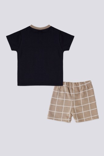 U.S POLO-YASİN TEKSTİL - Kız Bebek 2'li Takım Kısa Kollu Süprem Kiraz Desenli Fırfırlı - Krem (1)