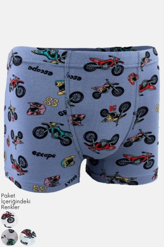 KOTA - Kota Erkek Çocuk Boxer Motorsiklet Desenli Pamuklu (1)