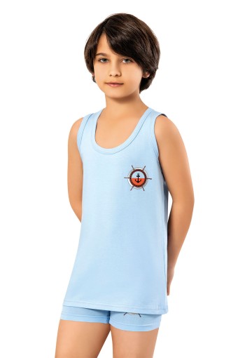 KOTA - Kota Erkek Çocuk Kalın Askılı Atlet Desenli Pamuklu