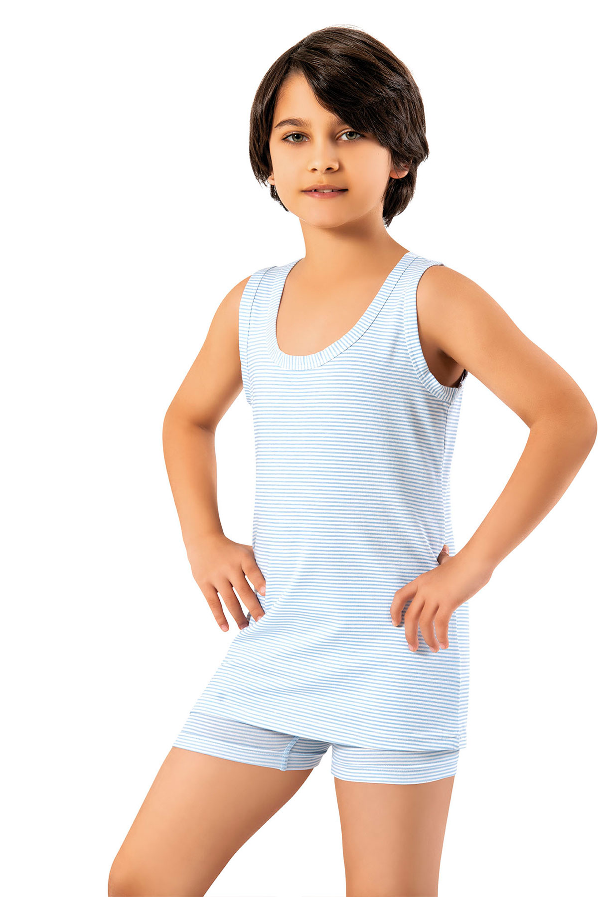 Kota Erkek Çocuk Kalın Askılı Atlet Desenli Pamuklu - Thumbnail