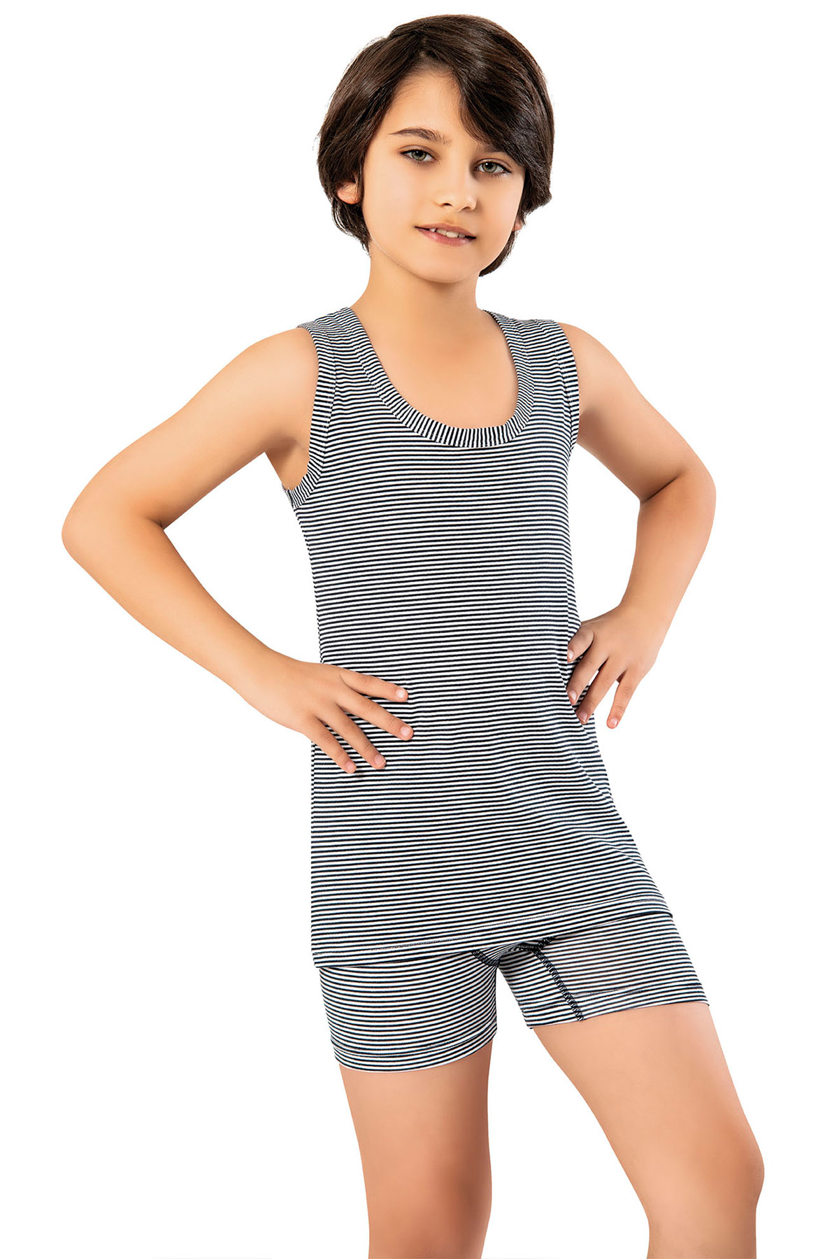 Kota Erkek Çocuk Kalın Askılı Atlet Desenli Pamuklu - Thumbnail