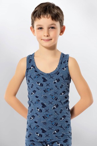 KOTA - Kota Erkek Çocuk Kalın Askılı Atlet Desenli Pamuklu