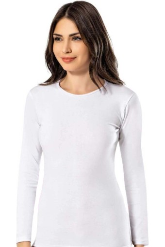 KOTA - Kota Kadın Atlet Bisiklet Yaka Uzun Kol Likralı Pamuklu - Siyah - 2XL (1)