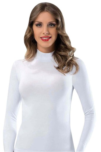 KOTA - Kota Kadın Atlet Boğazlı Uzun Kollu Pamuklu - Siyah - 2XL (1)