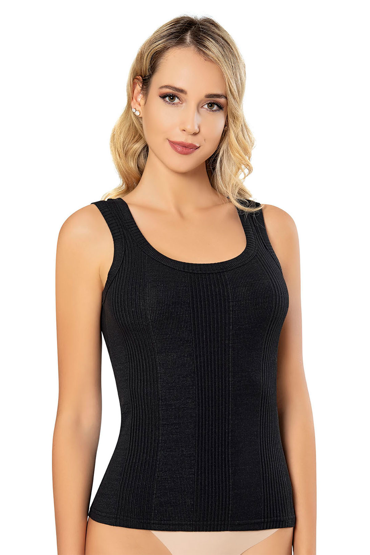 Kota Kadın Atlet Kalın Askılı Raporlu Penye Kaşkorse - Thumbnail