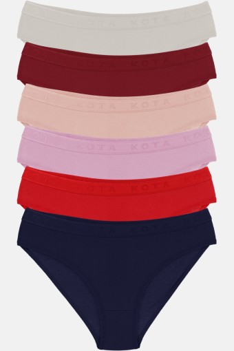 KOTA - Kota Kadın Slip Külot Beli Lastikli Bikini Pamuklu - Asorti/2 - M