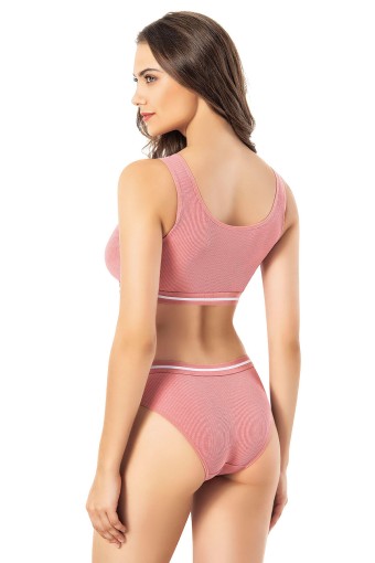 KOTA - Kota Kadın Büstiyer Takım Pedli Kaşkorse Lastikleri Çizgili Pamuklu (1)